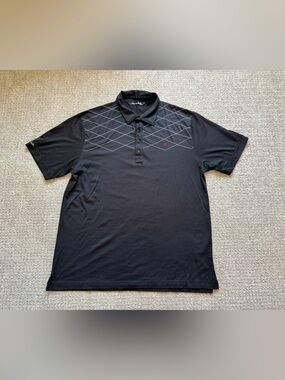 Mens Travis Mathew Black Diamond White Stitching Golf Polo shirt Size XL